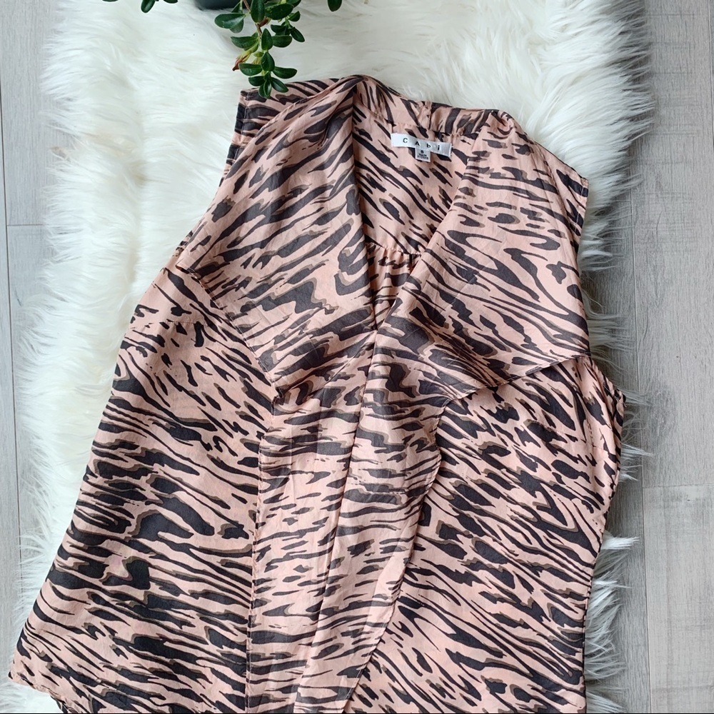 Cabi | Pink & Gray Zebra Print Silk Blouse #104